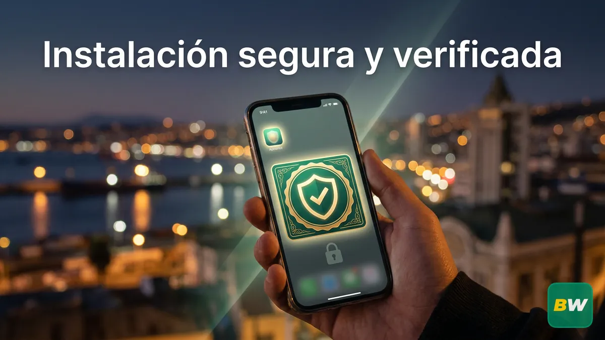 Celular mostrando un ícono de seguridad al instalar el APK de Betwinner en Chile