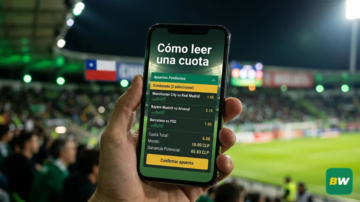 Boleta de apuesta con cuota decimal en el celular, guía de Betwinner Chile