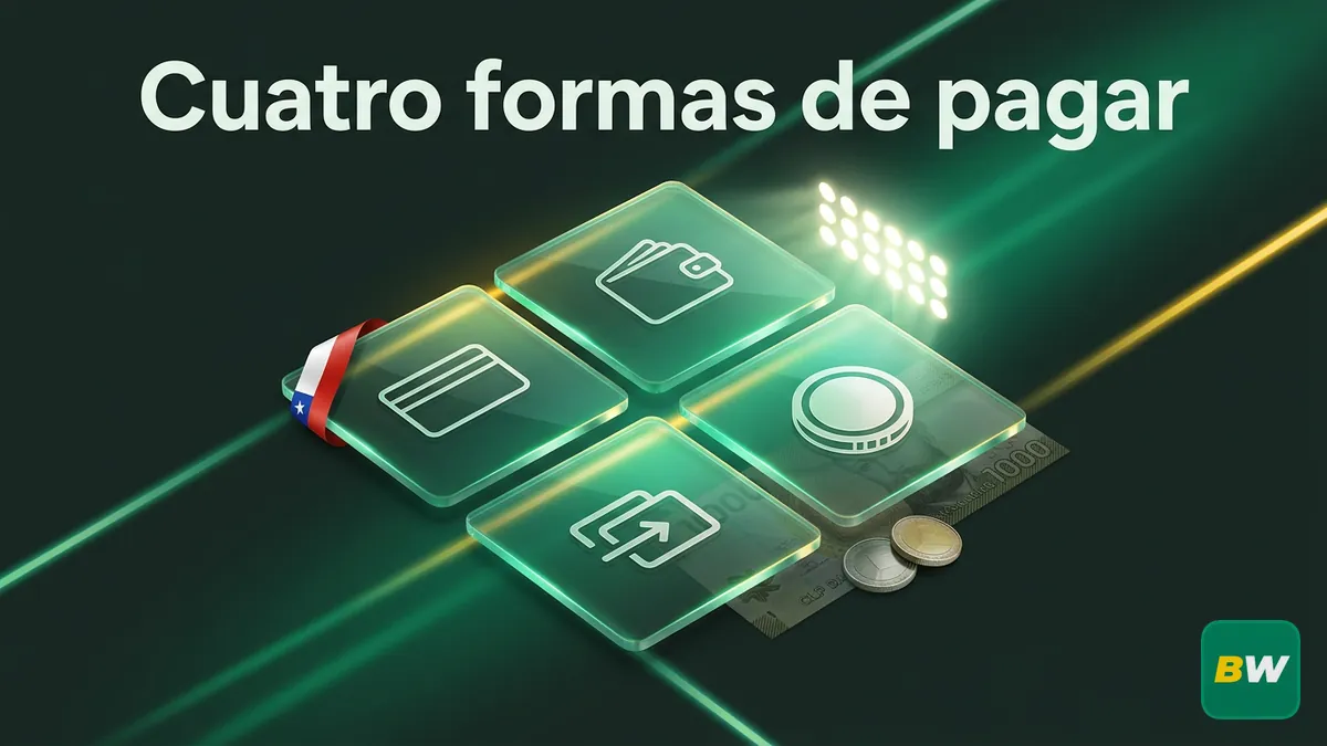 Cuatro categorías de pago de Betwinner Chile en tarjetas visuales comparativas